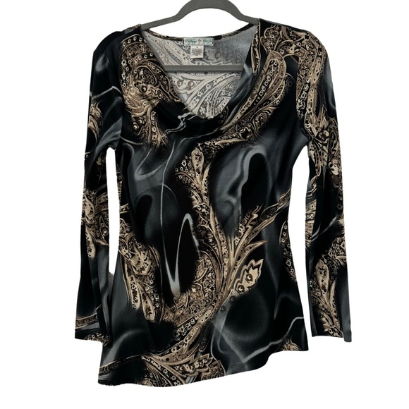 Vintage Suzie Tops - Vintage Suzie Y2K Fairy Grunge Paisley Long Sleeve Asymmetrical Top Size 8